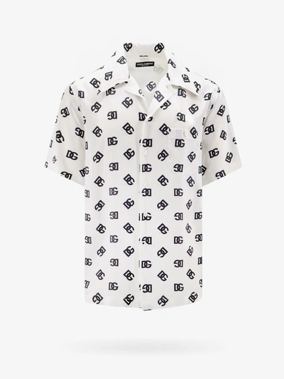 Dolce & Gabbana Dg-monogram Short Sleeve Shirt In White