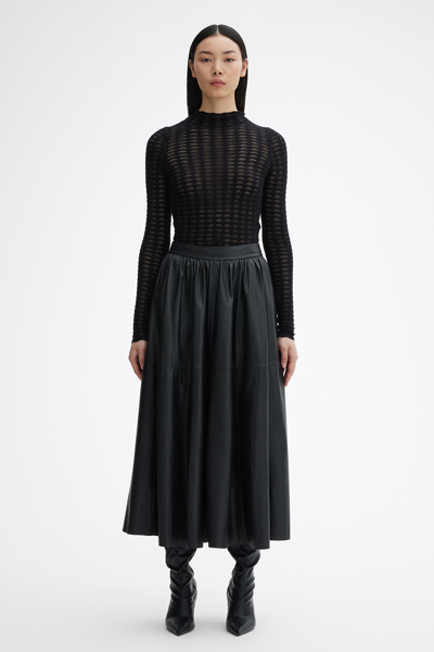 House Of Dagmar Lace Knit Top In Black