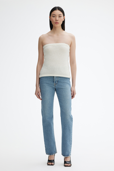 House Of Dagmar Knitted Tube Top In Off White