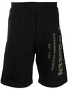 Alexander Mcqueen Graffiti Prt Shorts In Blackkhaki