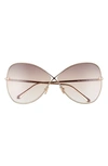Tom Ford Nickie 66mm Gradient Oversize Butterfly Sunglasses In Rose Gold/ Brown Gradient