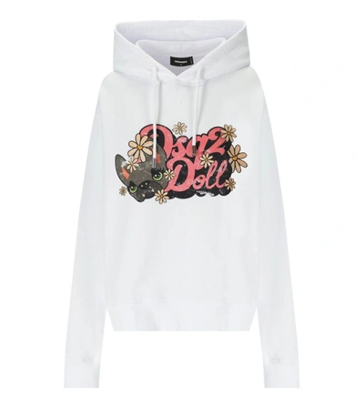 DSQUARED2 DSQUARED2  HILDE DOLL COOL FIT WHITE HOODIE