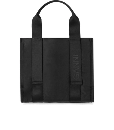 Ganni Recycled Tech Tote Bag In Black