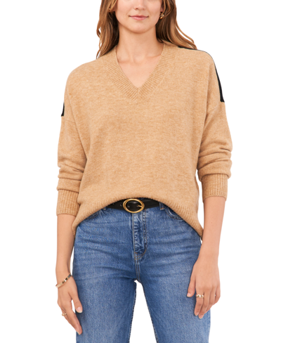 Vince Camuto Women's Colorblocked Drop-shoulder Sweater In Latte Heather