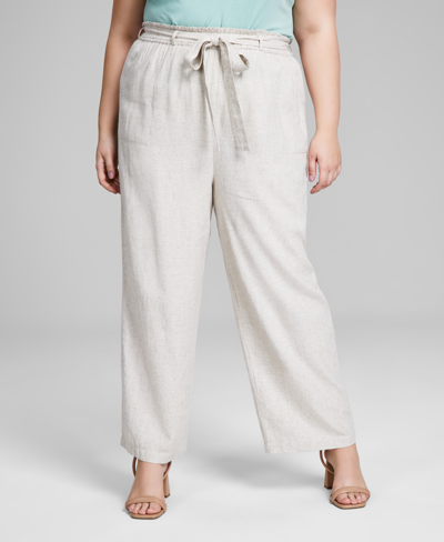 And Now This Trendy Plus Size Paperbag Pants In White