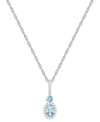 Macy's Santa Maria Aquamarine (5/8 Ct. T.w.) & Diamond (1/8 Ct. T.w.) Halo 18" Pendant Necklace In 14k Whit In Aquamarine