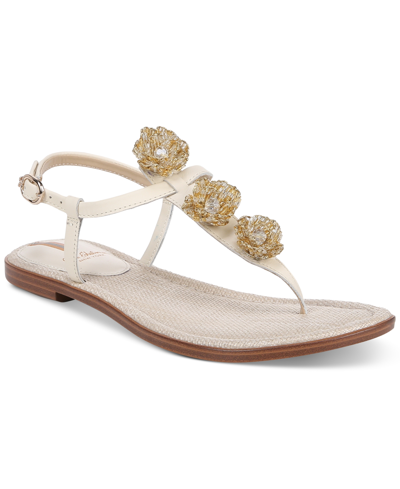 Sam Edelman Women's Gigi Flora Embellished Thong Sandals In Modern Ivory Raffia