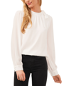 Cece Button Detail Tie Neck Blouse In New Ivory