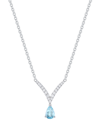 Macy's Santa Maria Aquamarine (3/8 Ct. T.w.) & Diamond (1/6 Ct. T.w.) V 17" Pendant Necklace In 14k White G In Aquamarine