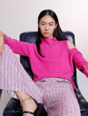 Maje Open-shoulder Cashmere Jumper In Fuchsia Pink /
