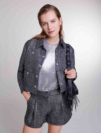 Maje Tweed Jacket For Spring/summer In Silver