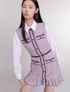 Maje Ratri Layered Tweed Dress In Pink /