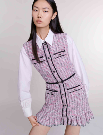Maje Ratri Layered Tweed Dress In Pink