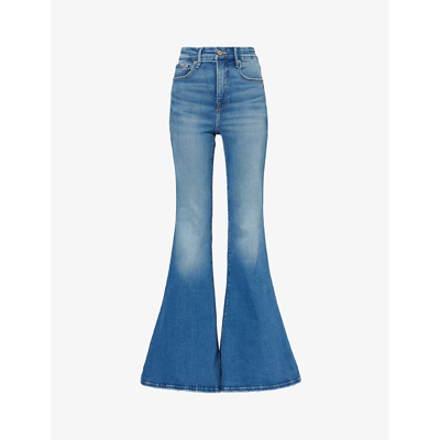 Good American Womens Blue Super Bell Slim-fit High-rise Stretch-denim Blend Jeans
