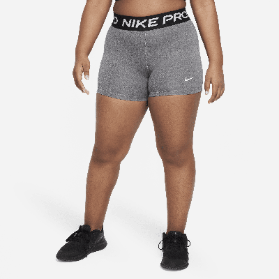 Nike Pro Dri-fit Big Kids' (girls') Shorts (extended Size) In Grey