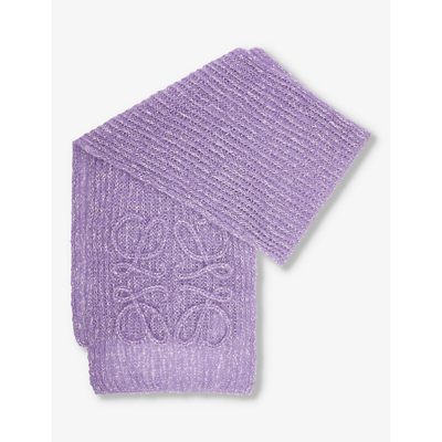 Loewe Crocheted Anagram Mohair-blend Scarf In Parma Violet