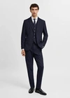 MANGO MAN STRETCH FABRIC SLIM-FIT SUIT TROUSERS NAVY