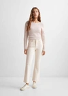 MANGO TEEN CROP FLARED JEANS BEIGE