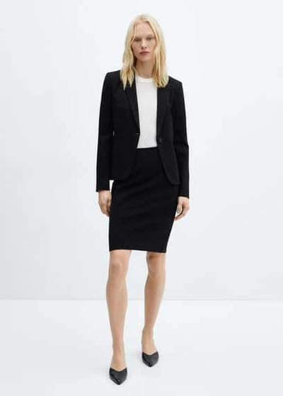 Mango Pencil Skirt With Rome-knit Opening Black