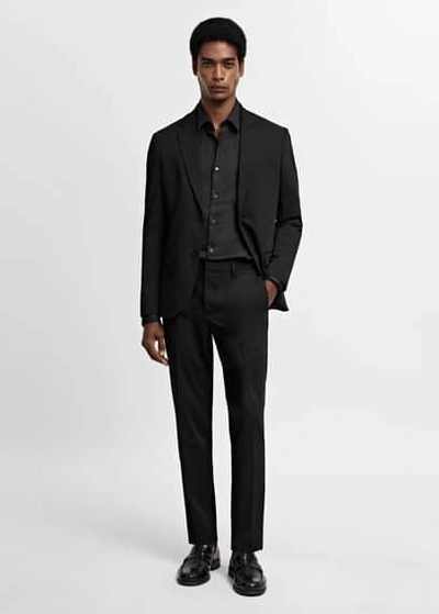 Mango Man Super Slim-fit Poplin Suit Shirt Black