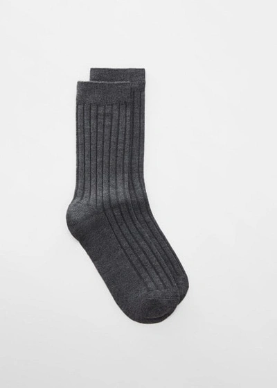 Mango Ribbed Socks Dark Heather Grey In Gray