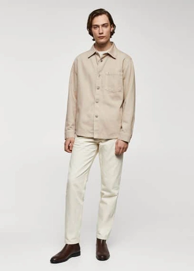 Mango Man Overshirt Beige