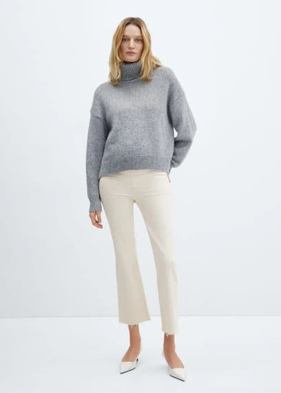 Mango Maternity Flared Cropped Jeans Off White