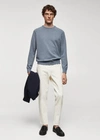 Mango Man Fine-knit Cotton Sweater China Blue