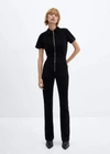 MANGO CORDUROY JUMPSUIT WITH ZIPPER BLACK