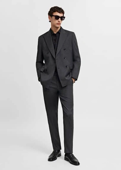Mango Man Slim-fit Cotton Poplin Suit Shirt Black