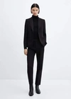 Mango - Pantalon Droit Costume Noir - 46 - Femme In Black