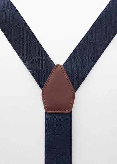 Mango Man Adjustable Elastic Straps With Leather Details Dark Navy In Blue