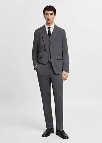 Mango Man Slim-fit Suit Waistcoat Grey