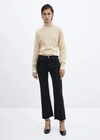 Mango Fine-knit Turtleneck Sweater Medium Brown In Black Denim
