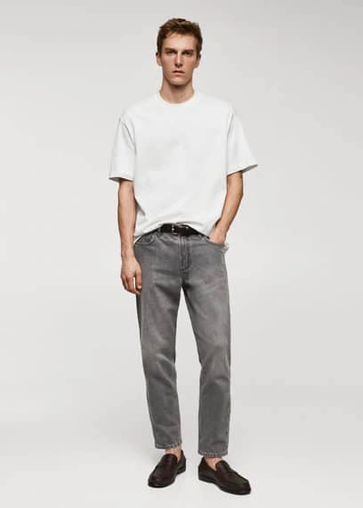 Mango Man Basic 100% Cotton Relaxed-fit T-shirt Off White In Off White