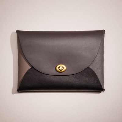 Coach Remade Colorblock Extra Large Pouch In Black/grey Multi