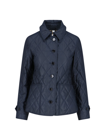 Burberry Quilted Jacket In Blue