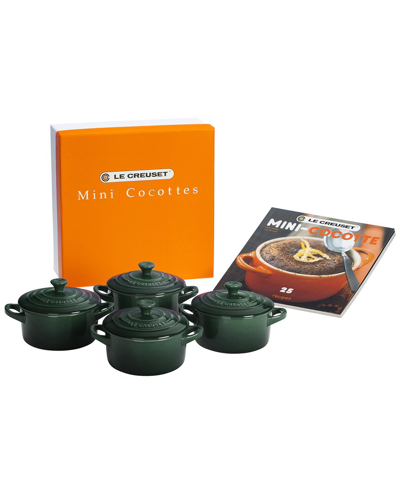 Le Creuset Set Of 4 Cocottes In Green