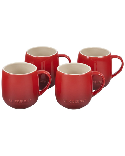 Le Creuset Cerise Set Of 4 Heritage Mugs In Red