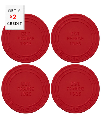 Le Creuset Cerise Silicone Coasters (est. 1925) With $2 Credit In Red