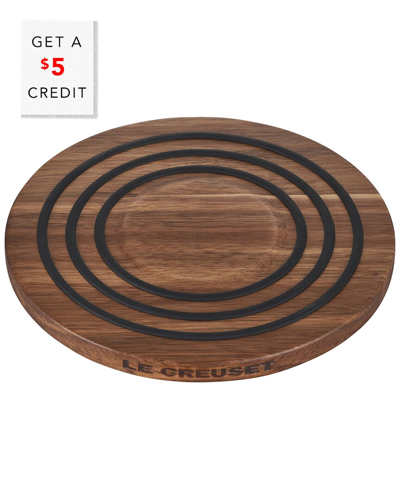 Le Creuset Magnetic Wooden Acacia Trivet With Silicone Rings With $5 Credit In Brown