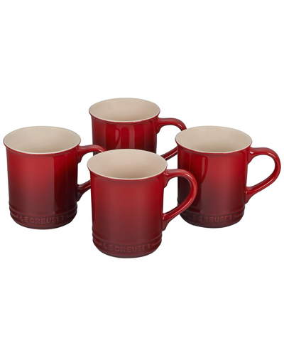 Le Creuset Set Of Four 14oz Mug In Red
