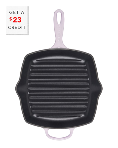 Le Creuset Shallot 10.25 Signature Square Skillet Grill With $23 Credit In Red