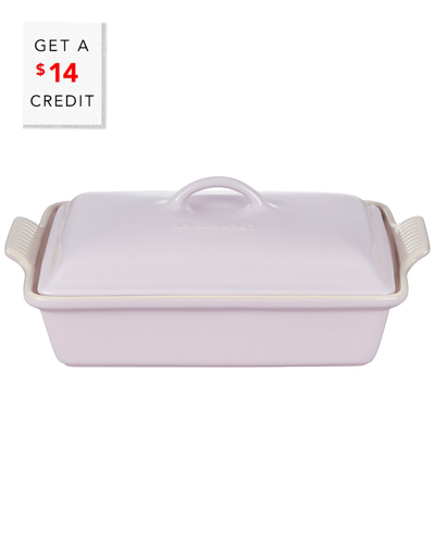Le Creuset Shallot Heritage Covered Rectangular Casserole With $14 Credit In Purple