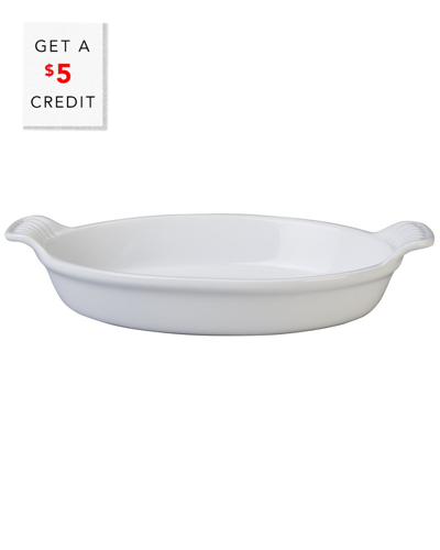 Le Creuset 1.7qt Heritage Oval Au Gratin Dish With $5 Credit In White