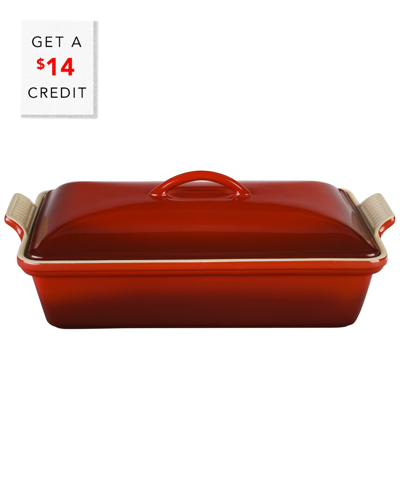 Le Creuset 4qt Heritage Covered Rectangular Casserole With $14 Credit In Red