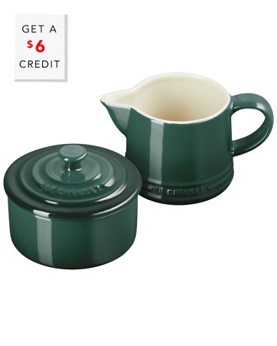 Le Creuset Artichaut Signature Cream & Sugar Set With $6 Credit In Green