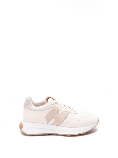 Hogan Beige Leather Trainers In Yellow