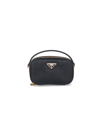 Prada Logo Mini Pouch In Black  