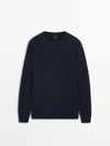 MASSIMO DUTTI WOOL AND COTTON BLEND KNIT SWEATER WITH CREW NECK